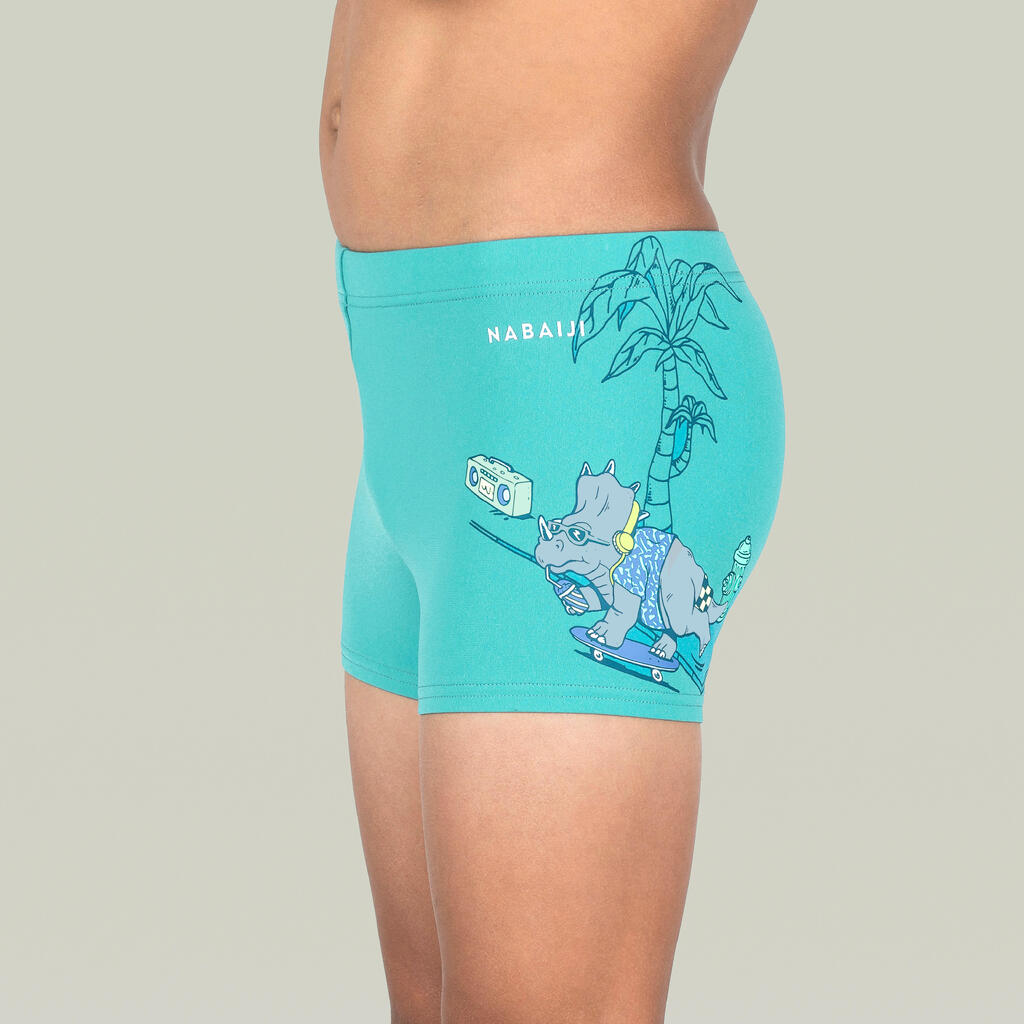 Boy’s swimming briefs - 500 Fitib shark black blue