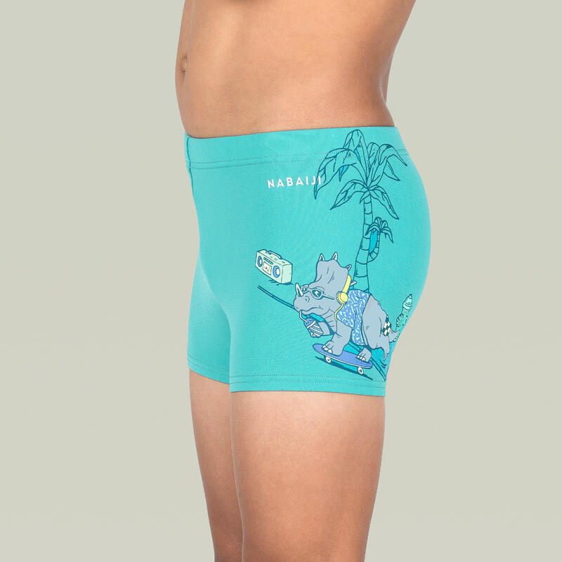 Boxer de Bain Natation Garçon - Fitib - Trice Turquoise / Gris