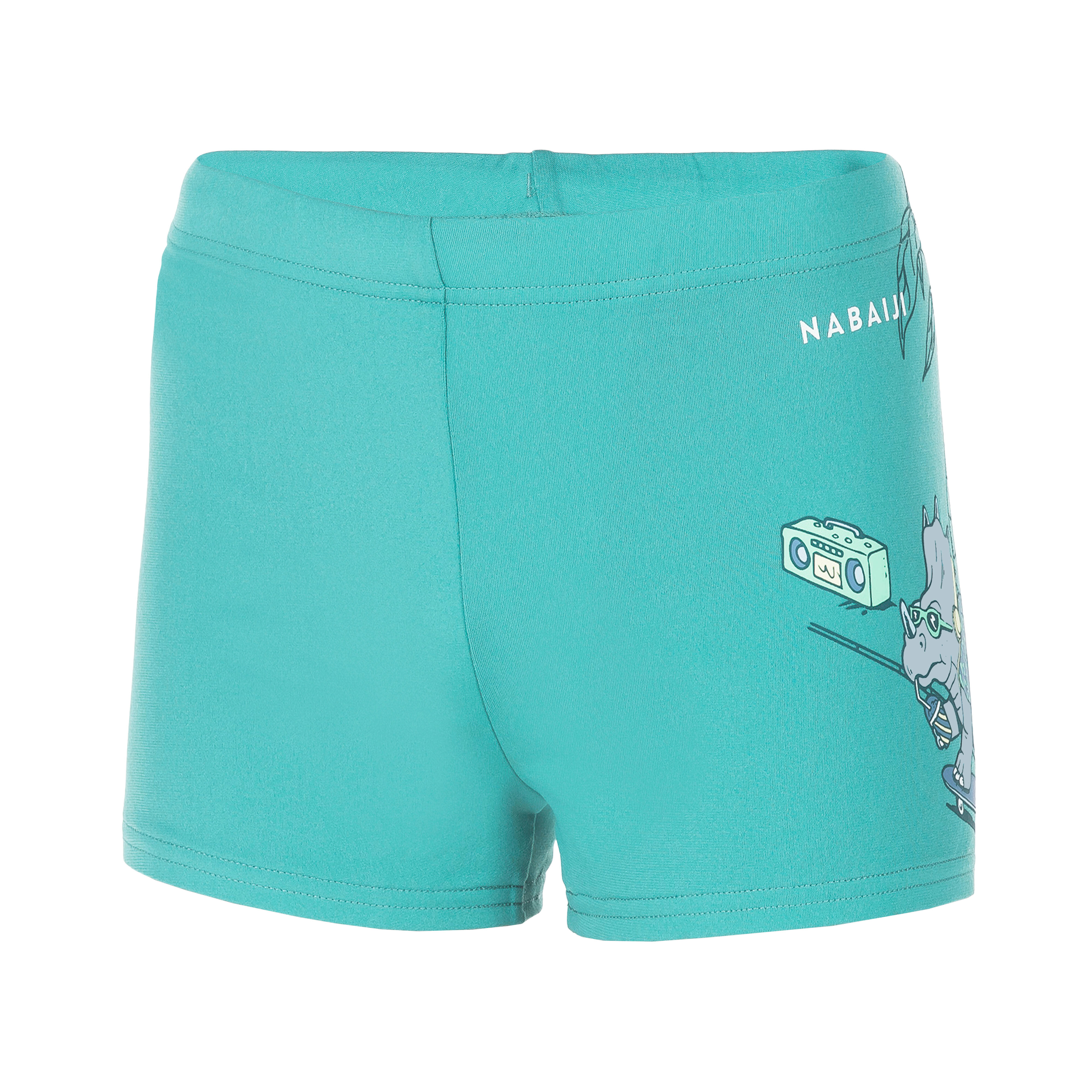 boxer de bain natation garçon - fitib - trice turquoise / gris - nabaiji