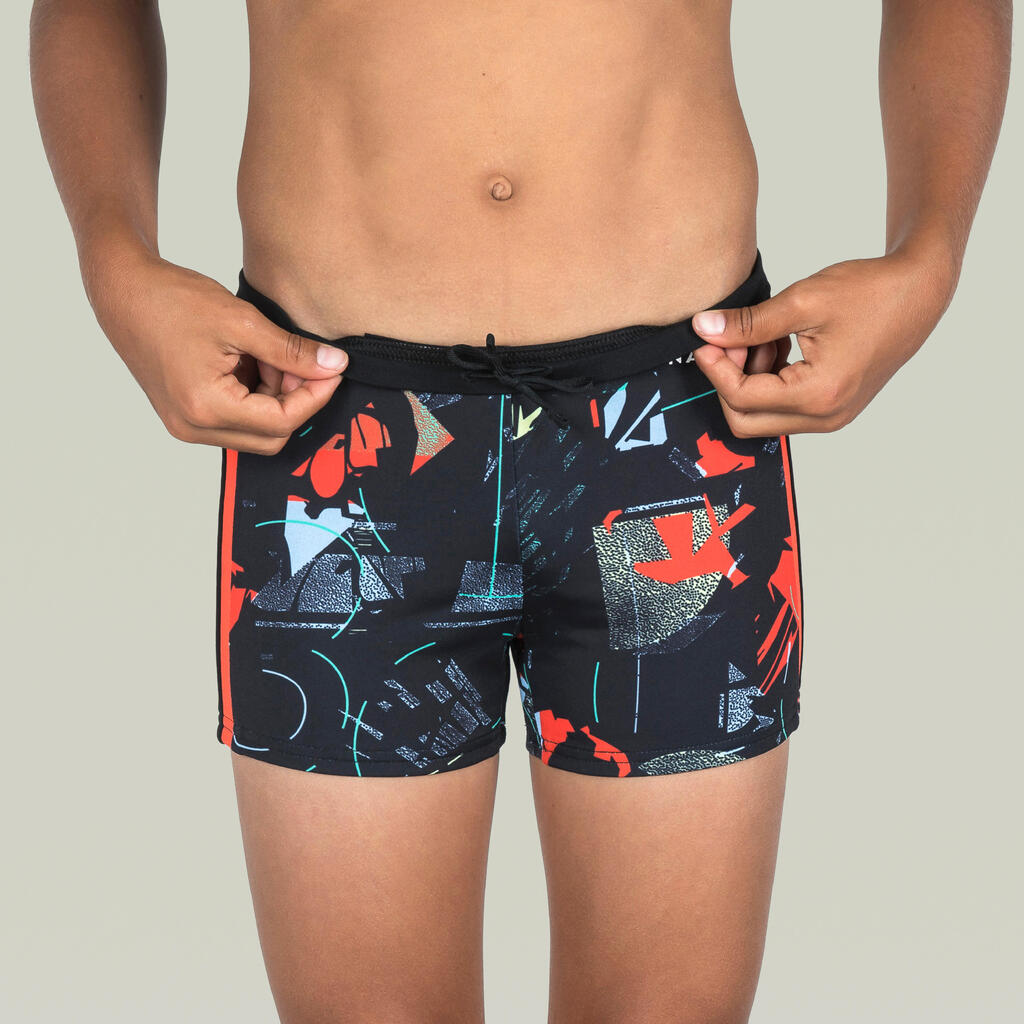 Badehose Boxer Jungen - Yokob Spor schwarz/orange 