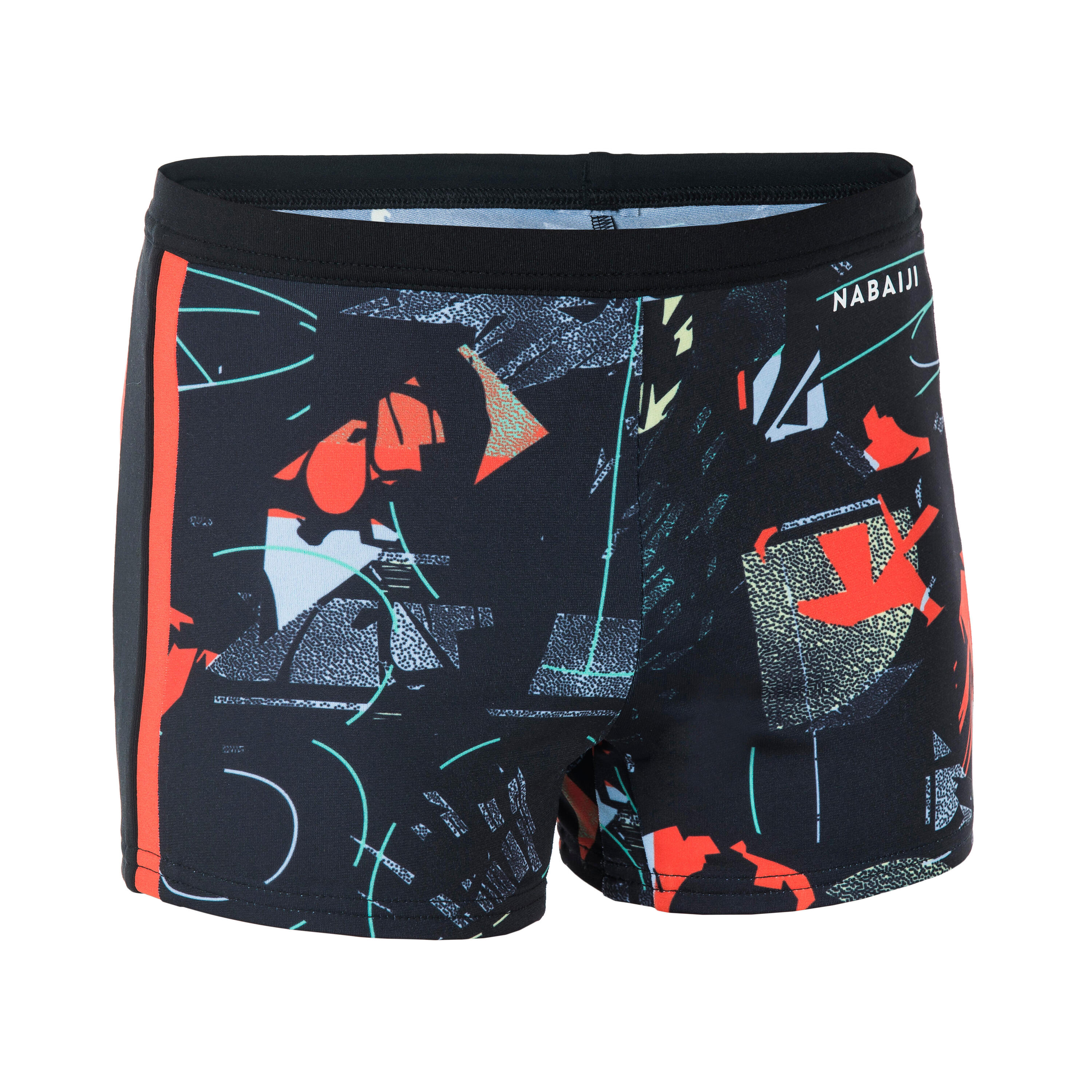 NABAIJI Boy's Swimming Shorts - Yokob - Spor Black / Orange