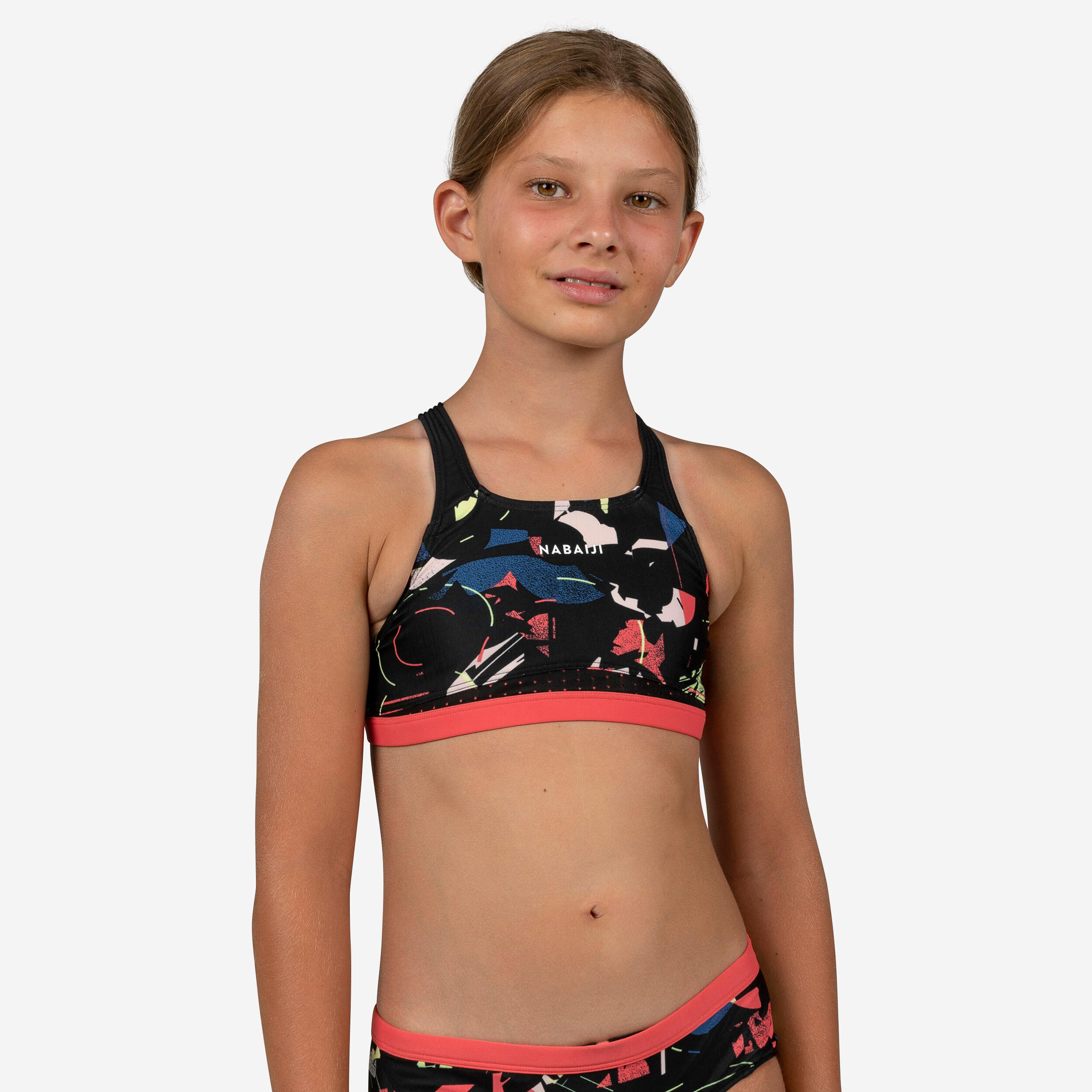 Top de bikini de nataci n para ni a Nabaiji Kamileon 500 negro