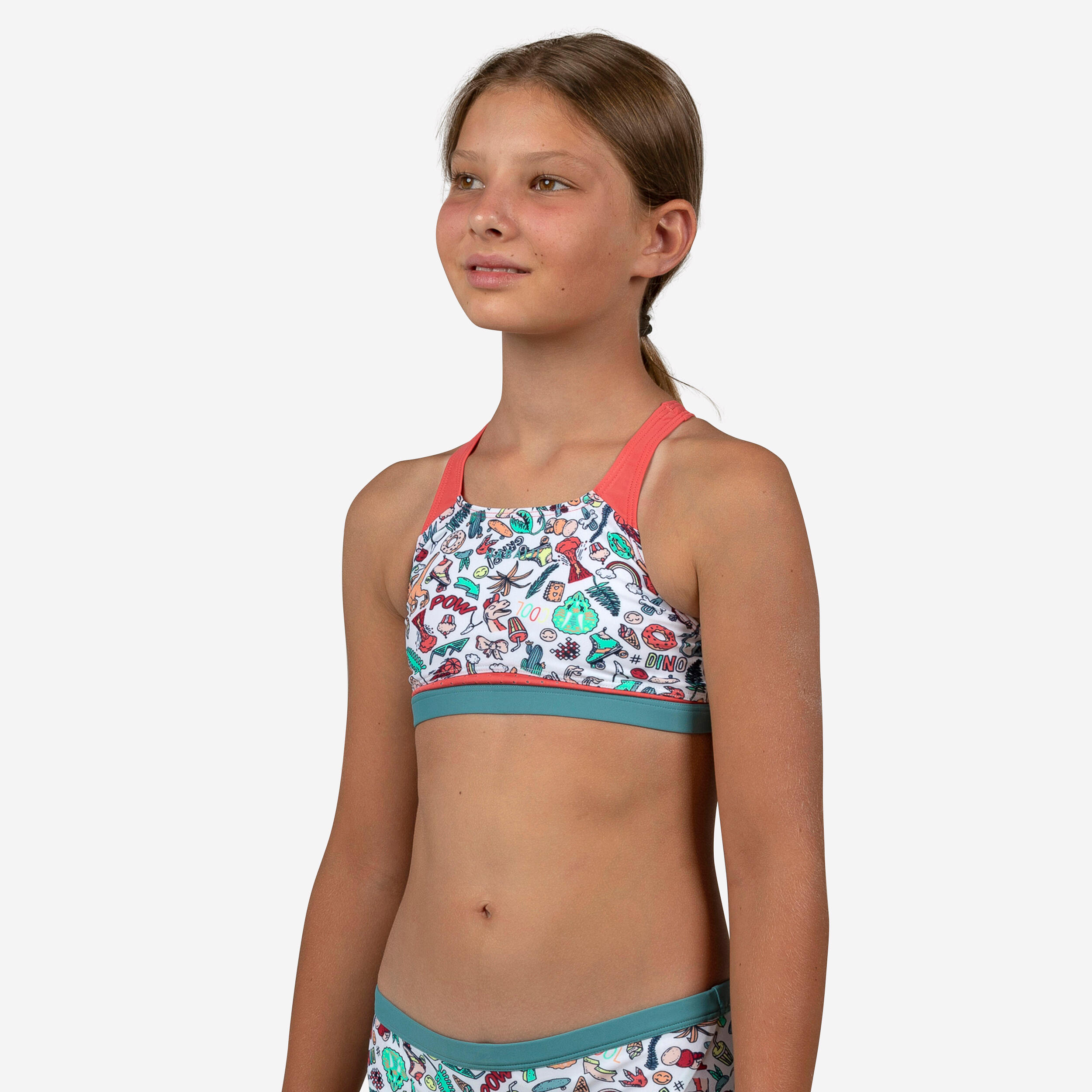 NABAIJI Girl’s swimming bikini top Kamyleon Dino