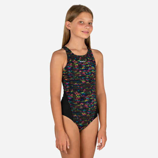 
      Girls' One-Piece Swimsuit Kamyleon Print - Fire black/yellow
  