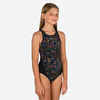 Maillot de Bain une pièce de Natation fille Kamiye Print Fire noir / jaune