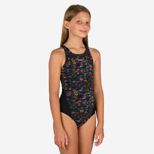 Bañador Niña natación Nabaiji negro amarillo