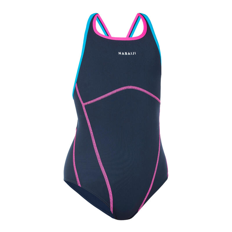 Maillot de Bain une pièce de Natation fille Kamiye + Bleu