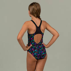 KAMYLEON 500 Girl's Swimsuit - Star Black / Yellow