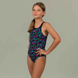 KAMYLEON 500 Girl's Swimsuit - Star Black / Yellow