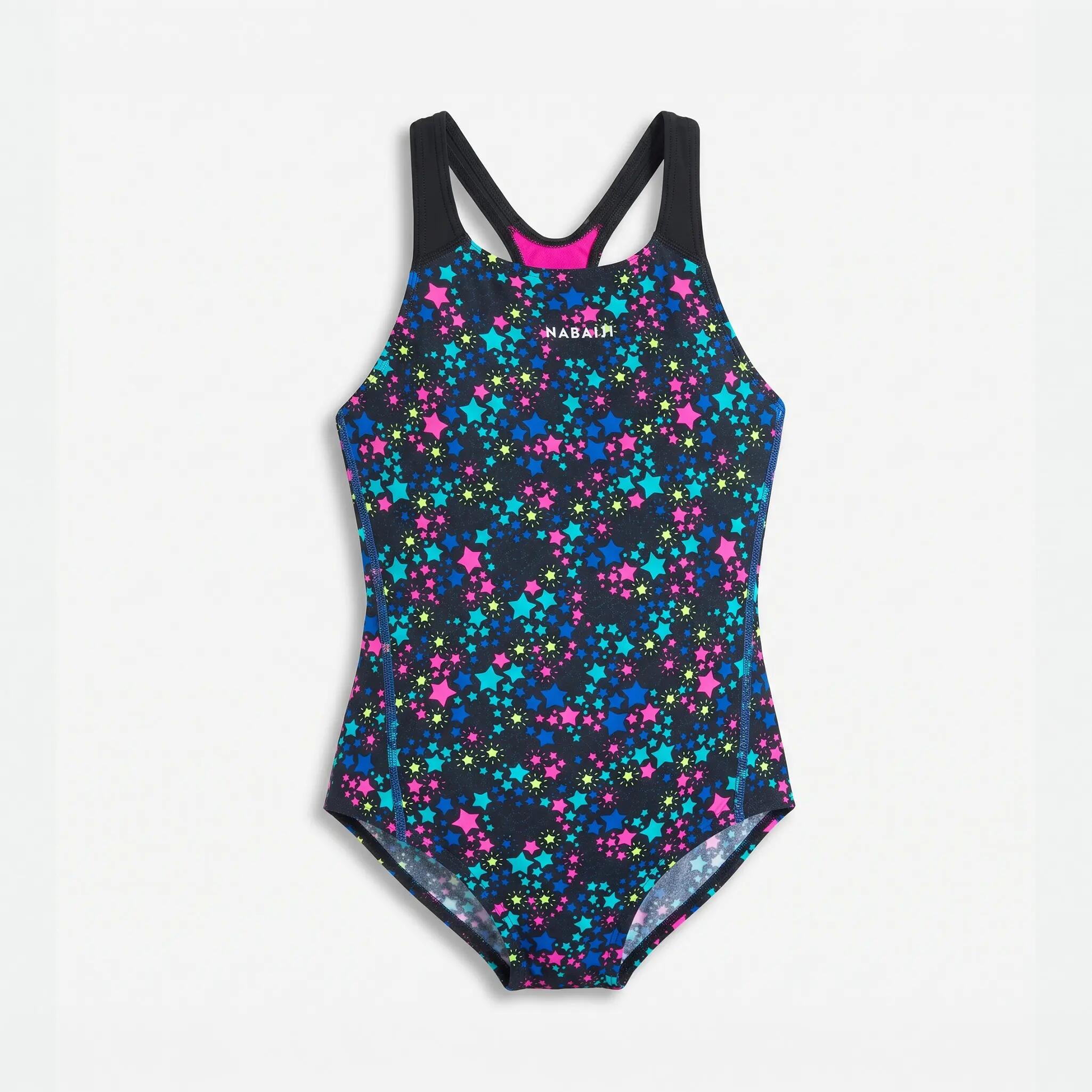 Maillot de bain de natation une pièce fille Kamyleon Star noir jaune
