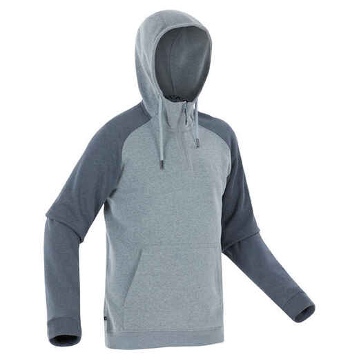 
      Sweatshirt Herren Wandern mit Kapuze und kurzem Reißverschluss- NH150 grau
  