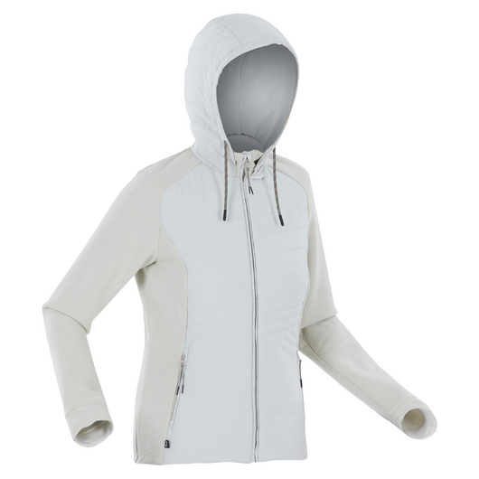 Sweat à capuche de randonnée femme, NH500 Hybrid beige