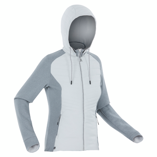 Sweat à capuche de randonnée femme, NH500 Hybrid gris