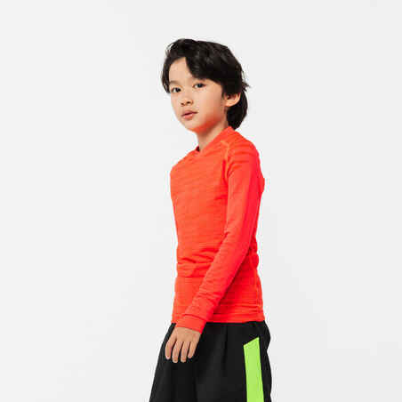 Kids' Long-Sleeved Thermal Base Layer Top Keepdry 500 - Orange