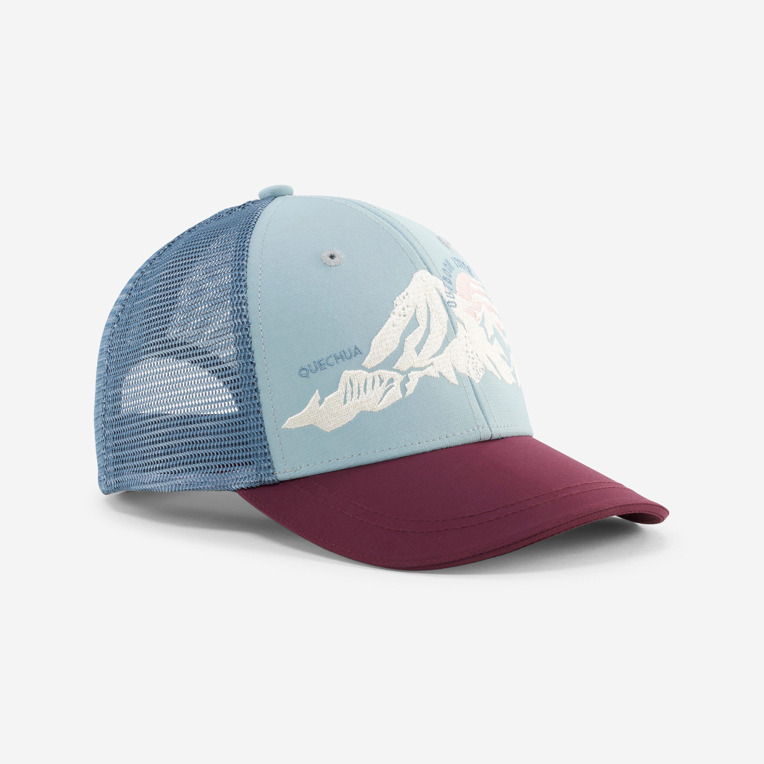 QUECHUA Detská šiltovka MH100 Trucker modro-bordová