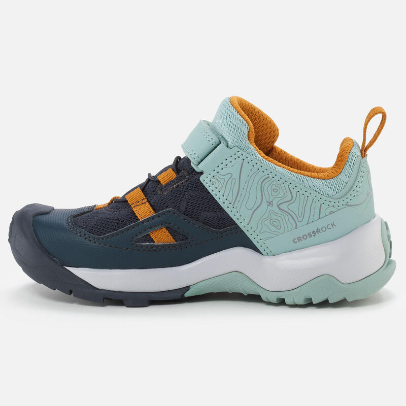 Chaussures de randonnée enfant à scratch Crossrock vert gris du 24 AU 34