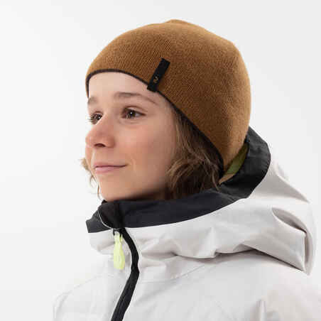 Vaikiška dvipusė slidinėjimo kepurė, juoda, šviesiai ruda 