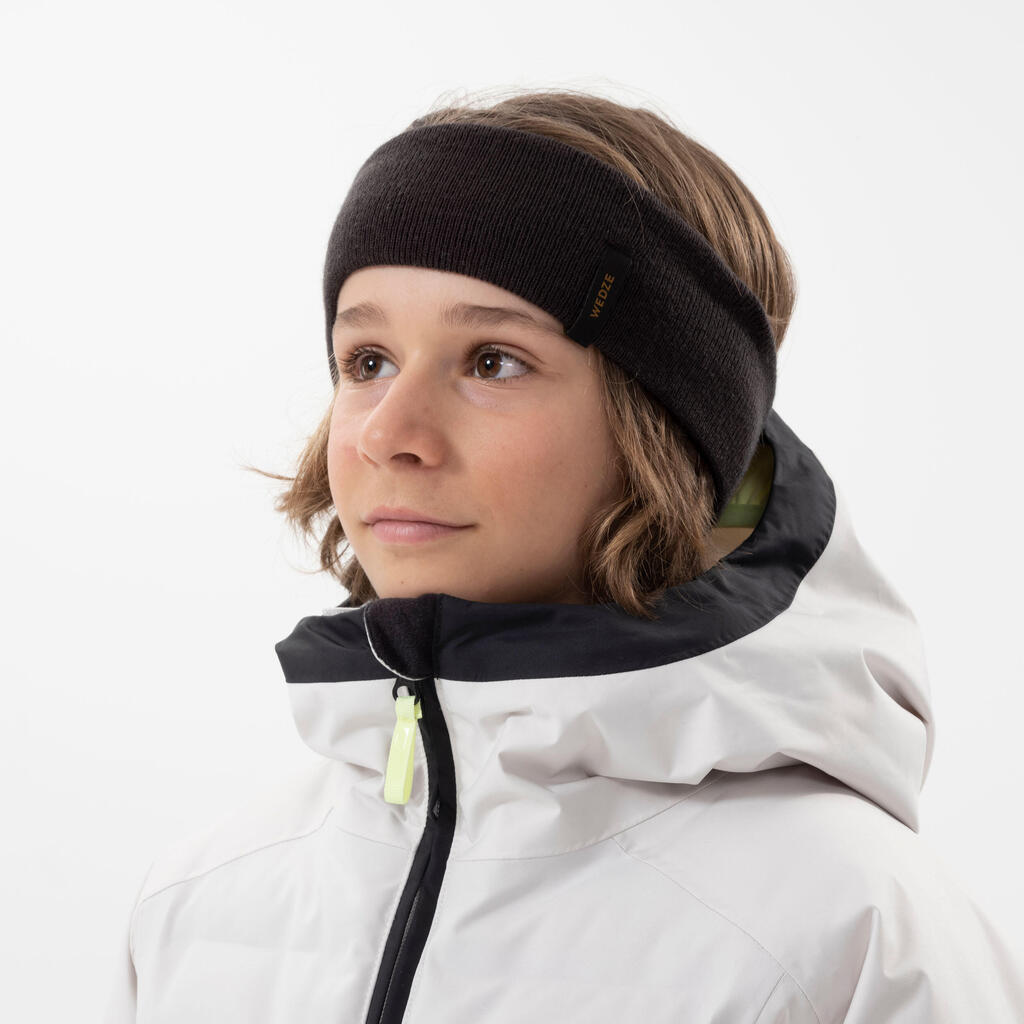 KIDS’ SKI HEADBAND - REVERSIBLE GREY AND BLACK