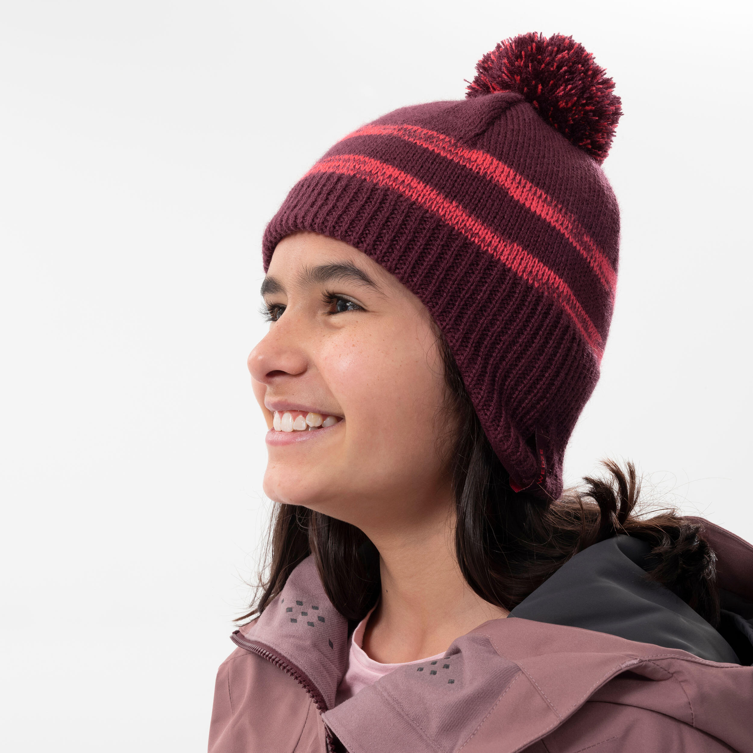 BABY SKI HAT - FLAP - BURGUNDY 8/9