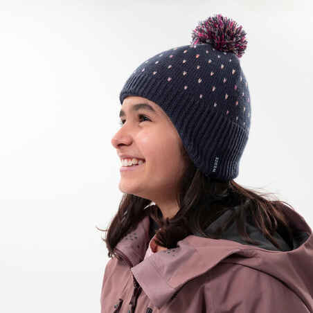 Vaikiška slidinėjimo kepurė su ausinėmis, tamsiai mėlyna