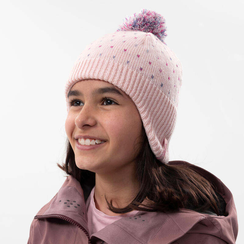 BONNET DE SKI KID - FLAP - ROSE PALE