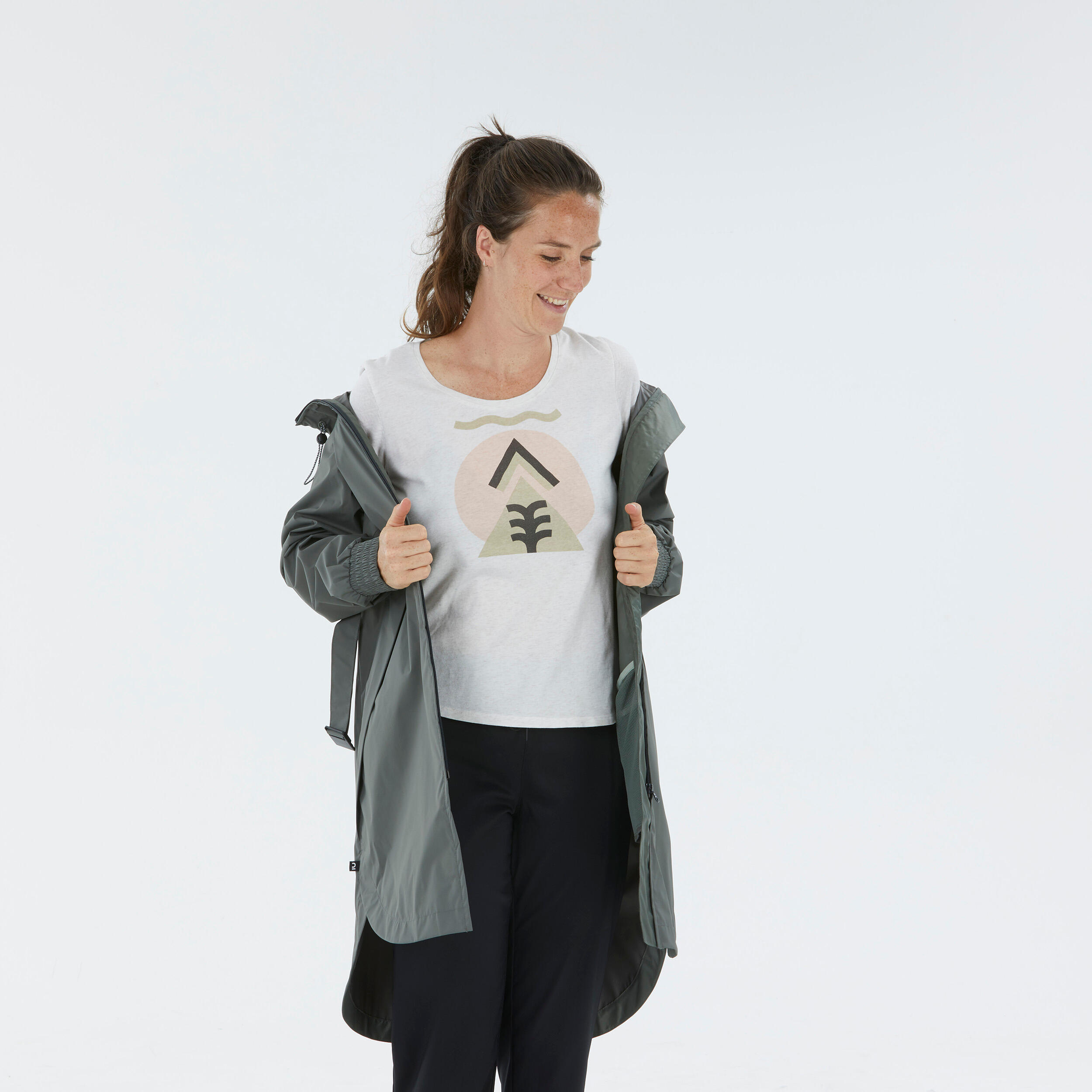 Women’s Waterproof Hiking Jacket, Raincut Long 3/41