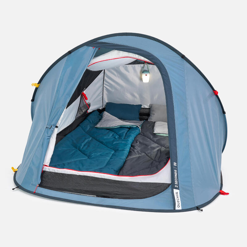 Tente de camping 2 places, 2 SECONDS bleu