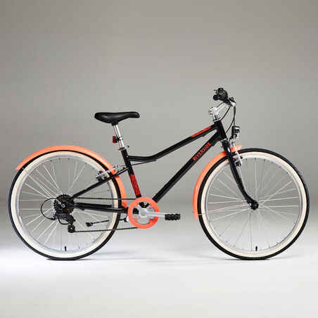 אופניים היברידיים לילדים 24 אינץ' דגם Riverside 500 (גילאי 9-12 שנים) - שחור