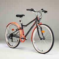 אופניים היברידיים לילדים 24 אינץ' דגם Riverside 500 (גילאי 9-12 שנים) - שחור