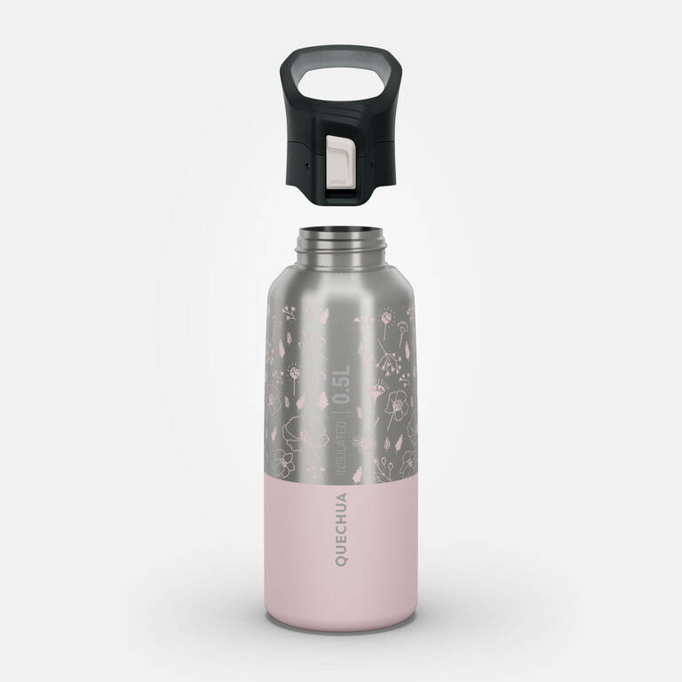 Hiking Insulated Stainless Steel Flask MH500 0.5L Pink