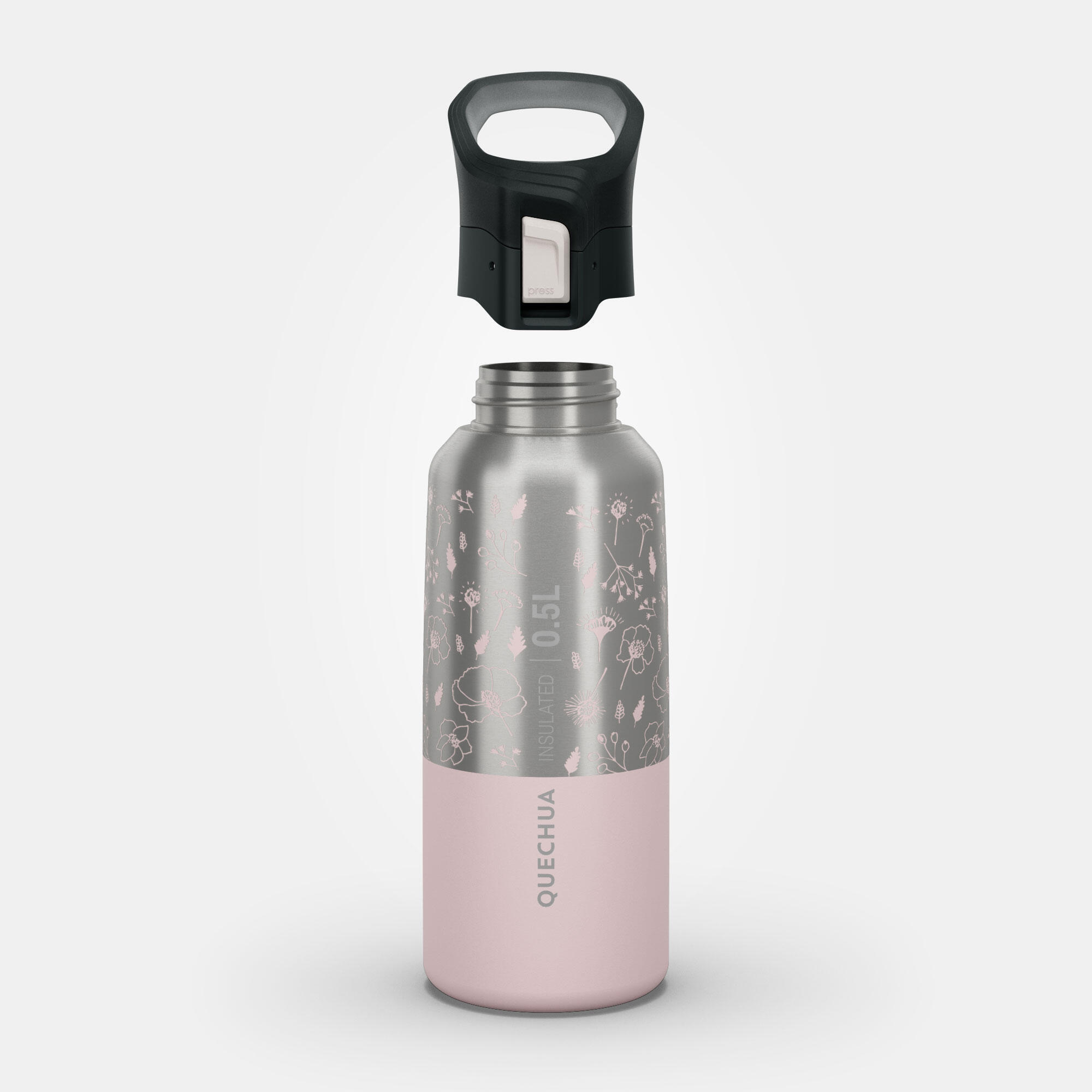 Hiking Insulated Stainless Steel Flask MH500 0.5L Pink 2/12