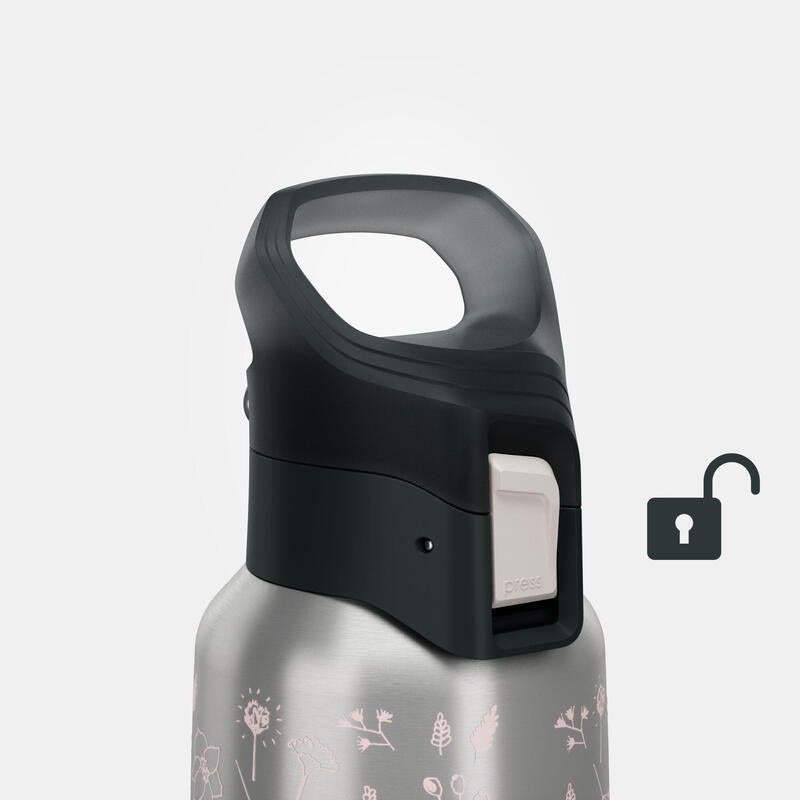 Cantil de caminhada MH500 isotérmico inox 0,5L estampado rosa