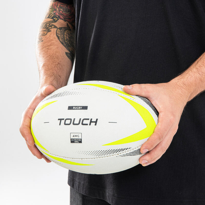 Bola de Rugby R500 Tamanho 4 Touch Wet Grip Branco