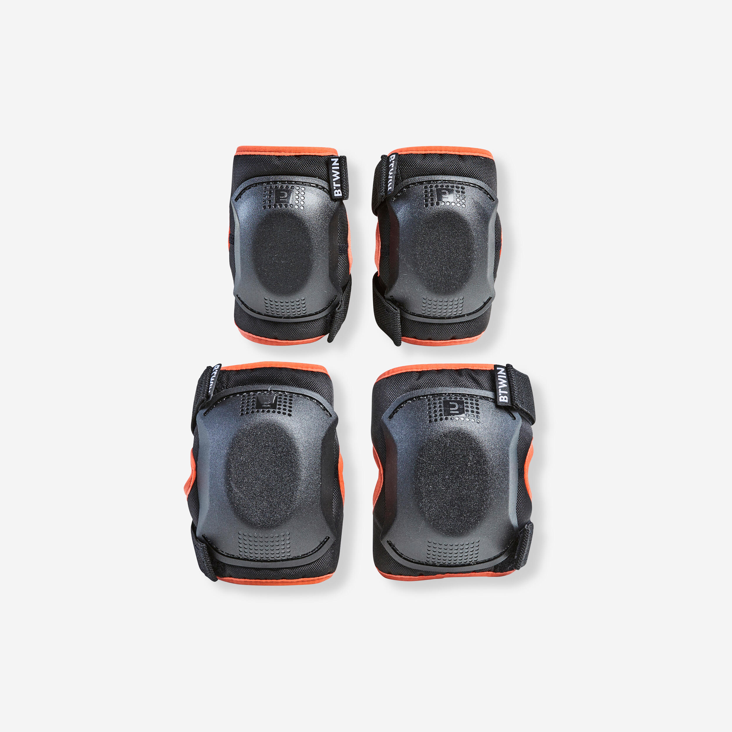 Btwin - Kit De Protection Vélo Coudes Et Genoux Rose 3 À 6 Ans Taille Unique - Set De Protection - Velos Et Equipements Enfant - Noir-orange - 34 2xs