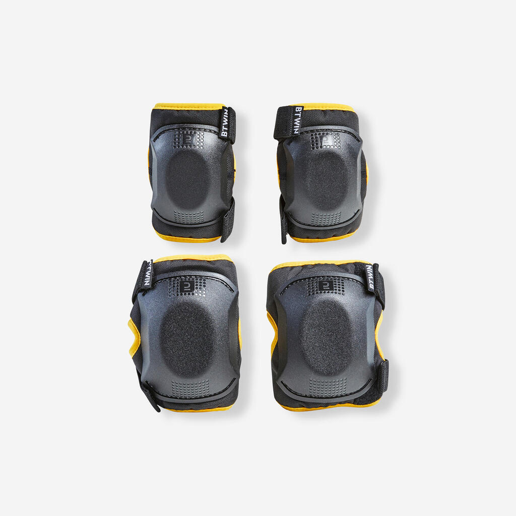 KIT DE PROTECTION VÉLO COUDES ET GENOUX JAUNE 3 à 6 ANS TAILLE UNIQUE