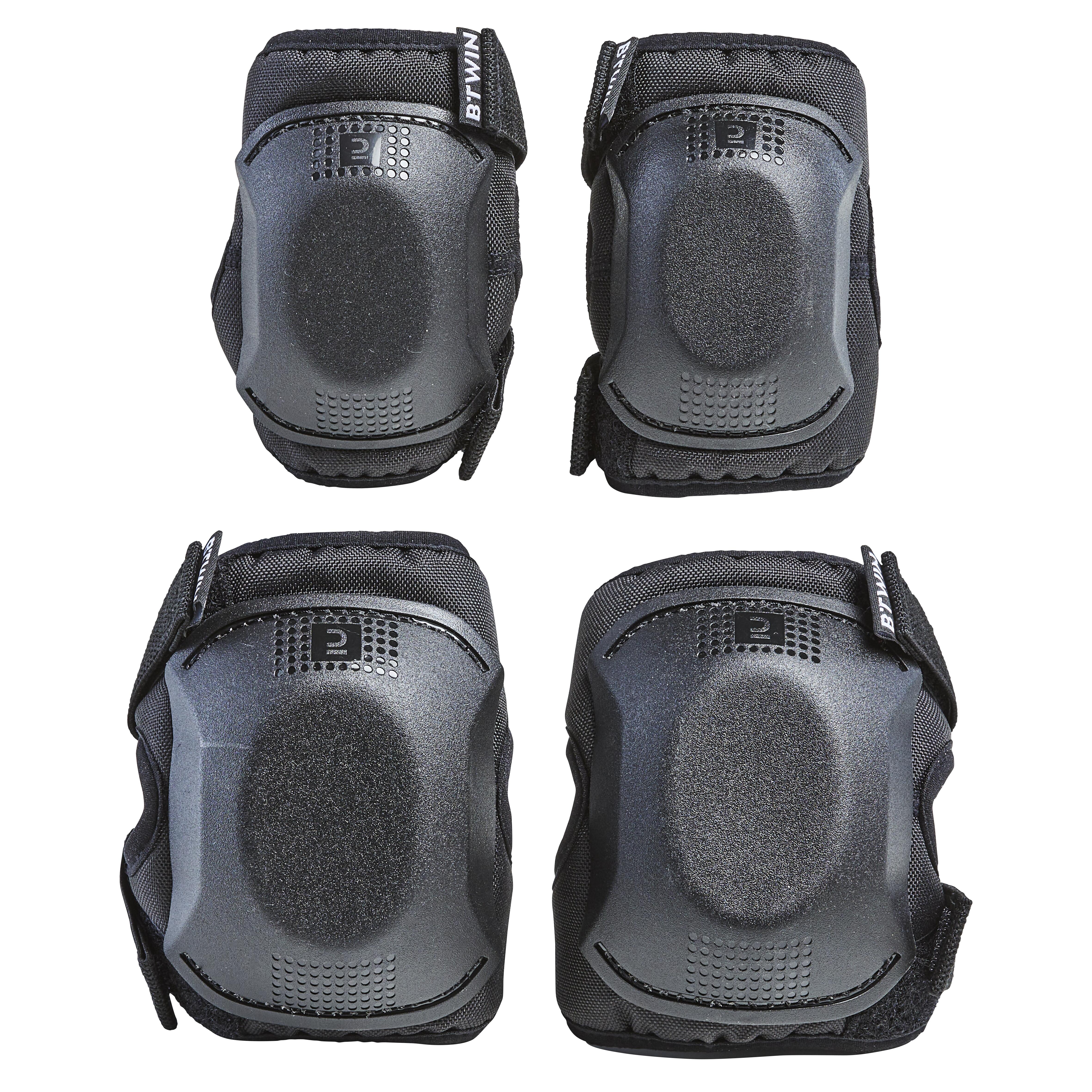 One Size Cycling Elbow and Knee Protectors Set 3-6 Years - Black