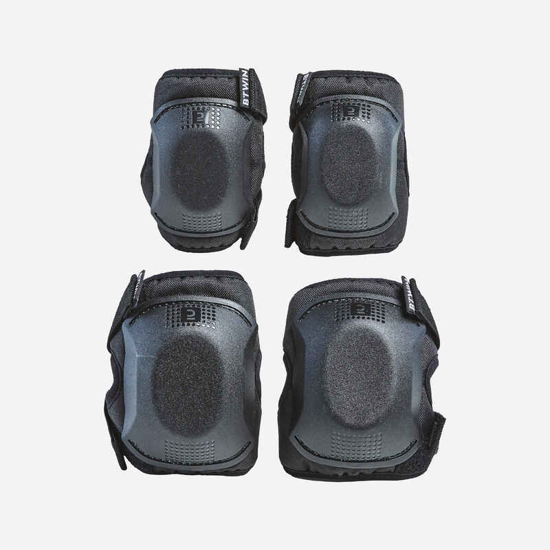 One Size Cycling Elbow and Knee Protectors Set 3-6 Years - Black