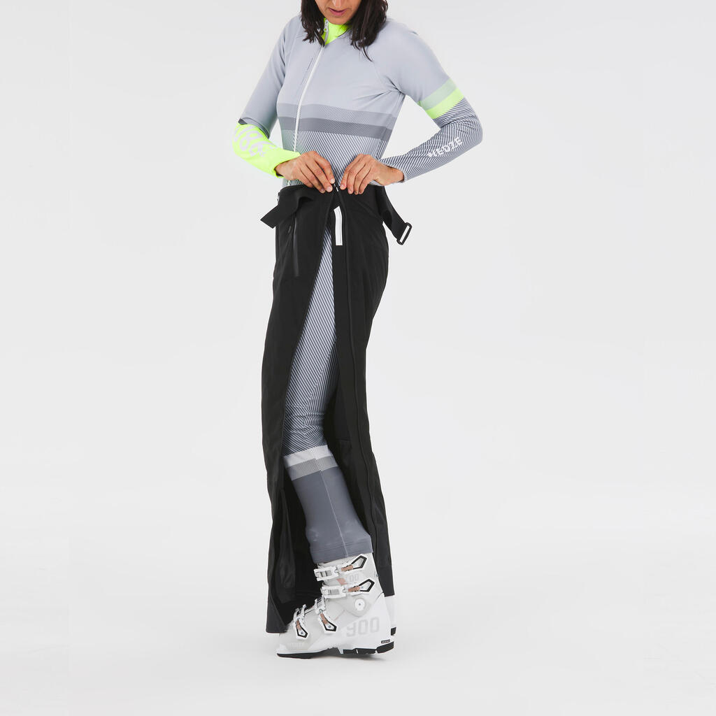 SKIJAŠKE PANTALONE RACE980 ZA ODRASLE UNISEX UKLONJIVE TAKMIČARSKE - CRNE
