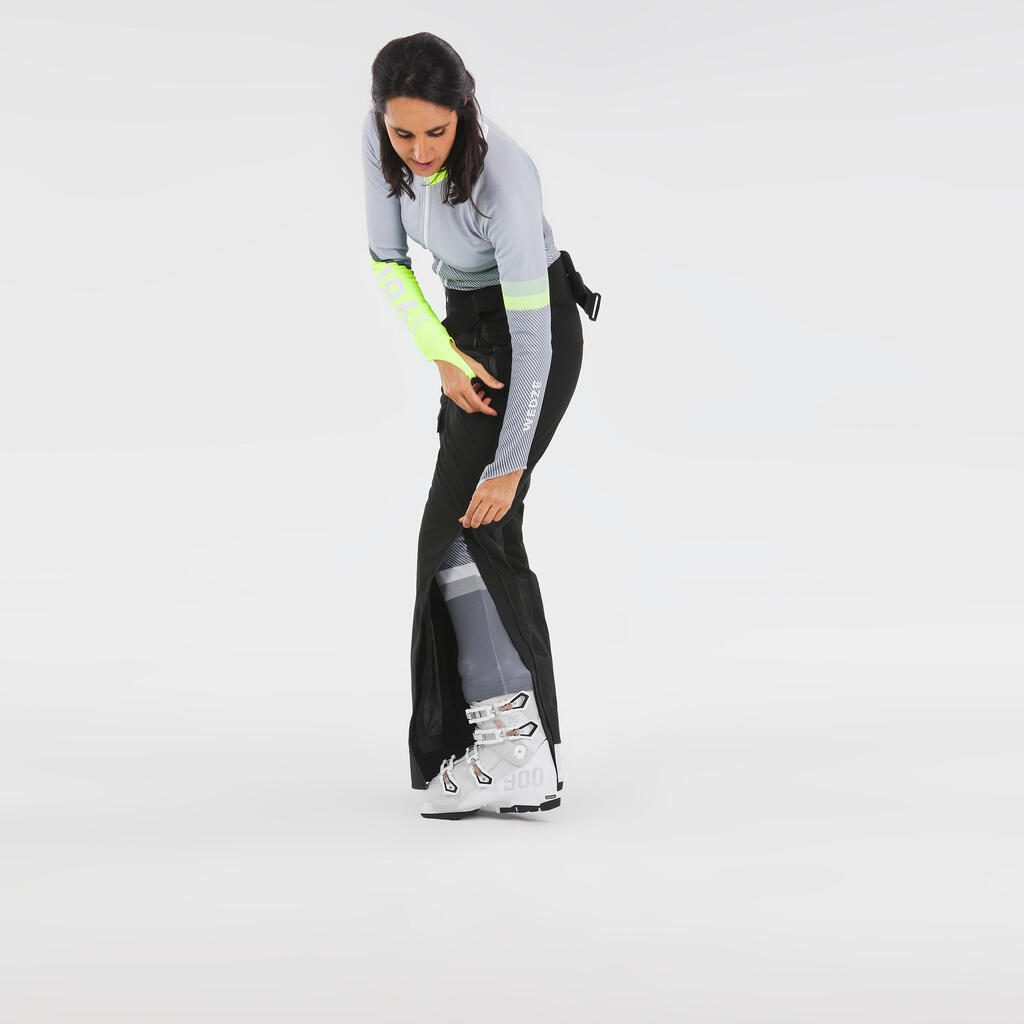 SKIJAŠKE PANTALONE RACE980 ZA ODRASLE UNISEX UKLONJIVE TAKMIČARSKE - CRNE