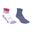 兒童舒適跑步襪 500 UC 兩雙入－灰色／淡紫色