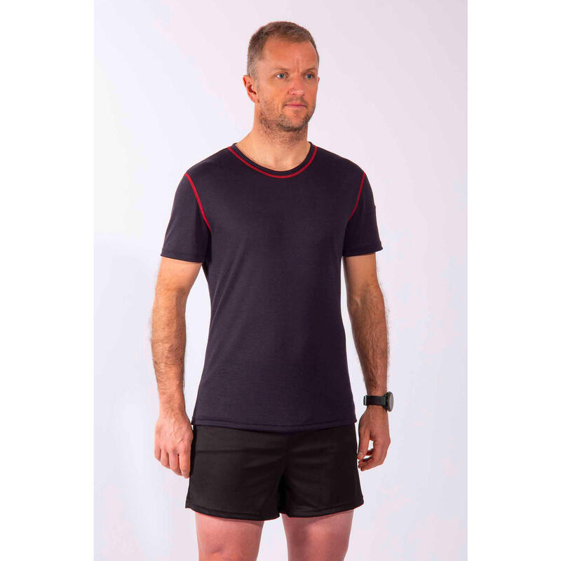 T-Shirt Trailrunning 100 % Merinowolle 20‒30 °C Herren ogarun dunkelblau 