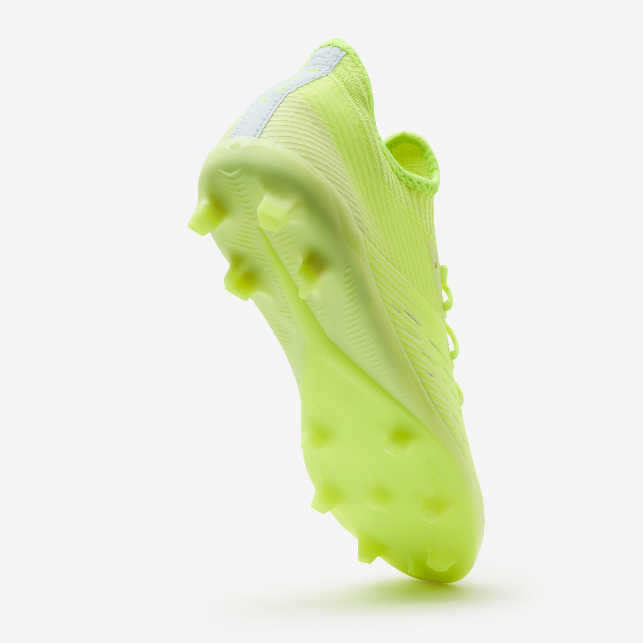 Kids' Lace-Up Football Boots CLR FG - Neon Yellow 4/9