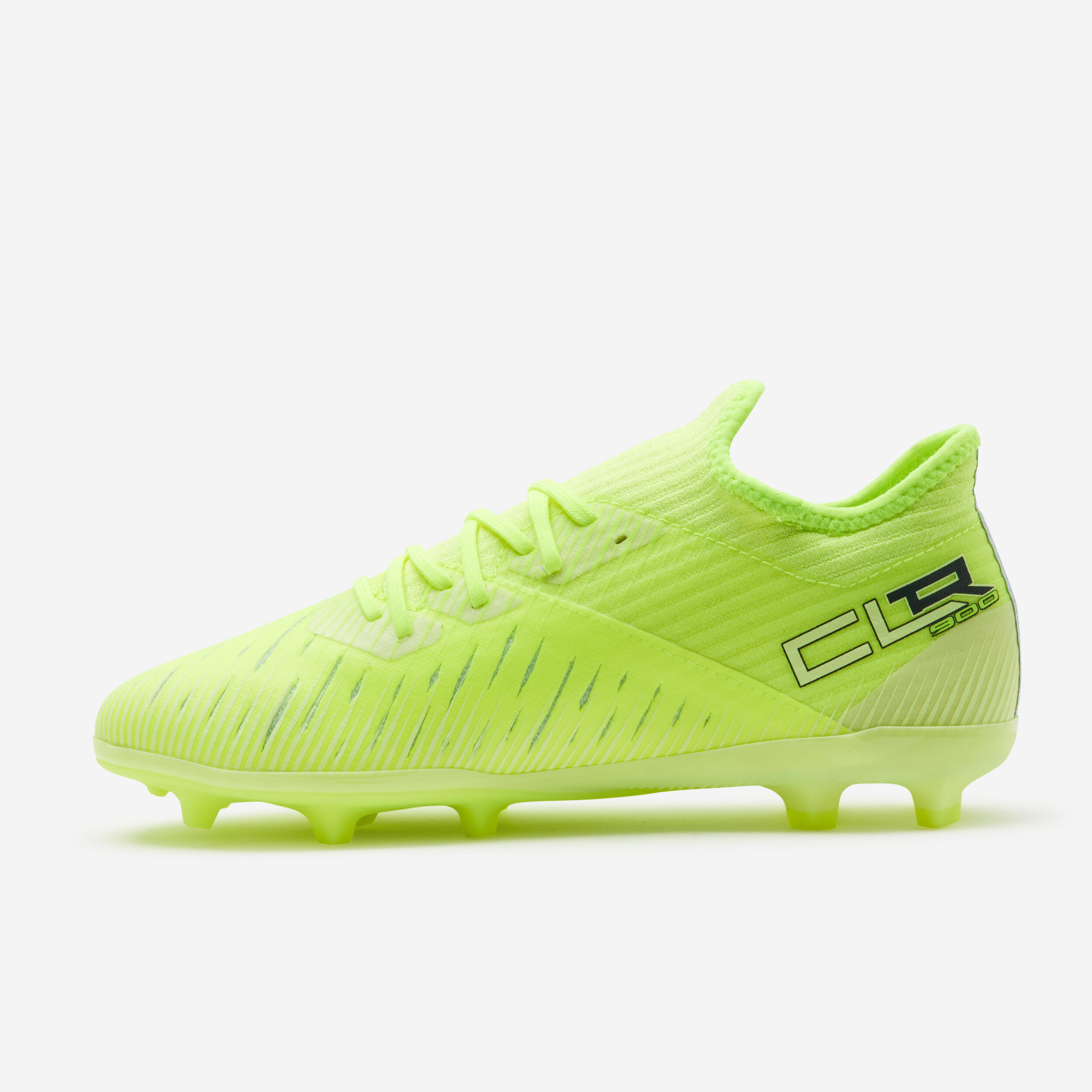 Kids' Lace-Up Football Boots CLR FG - Neon Yellow 3/9