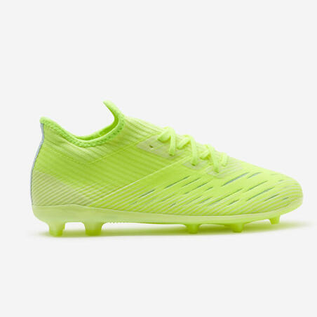 CHAUSSURES DE FOOTBALL ENFANT A LACETS CLR FG NEON JAUNE