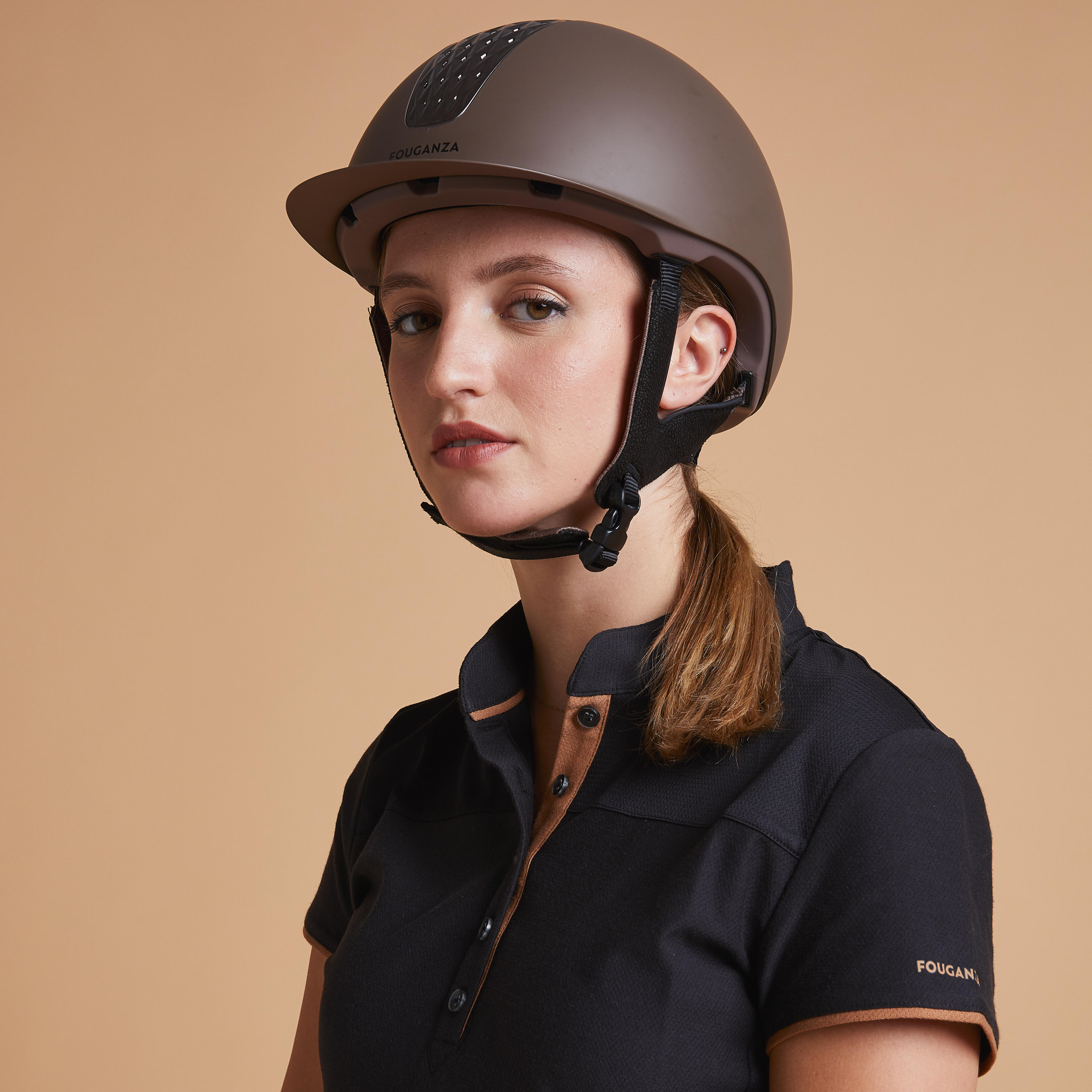 Kids'/Adult Horse Riding Helmet 520 - Pale Brown