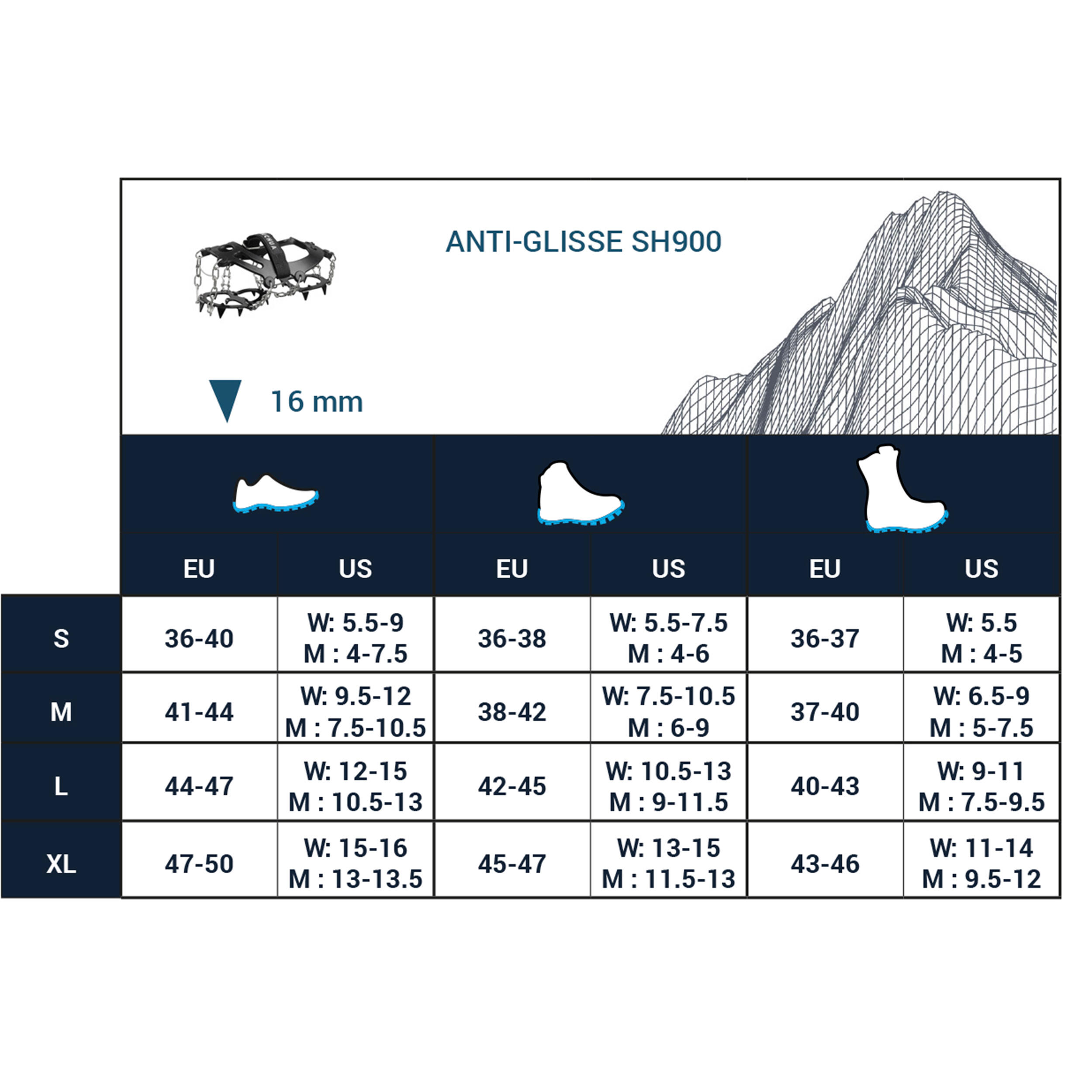 Winter Hiking Snow Crampons - SH 900 - QUECHUA