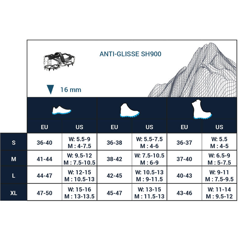 Crampones antideslizantes para nieve Adulto S-XL Quechua SH900 Mountain