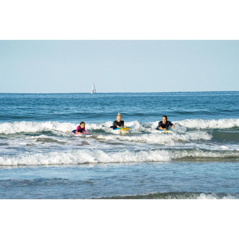 Bodyboard 100 Junior roze blauw met pols leash