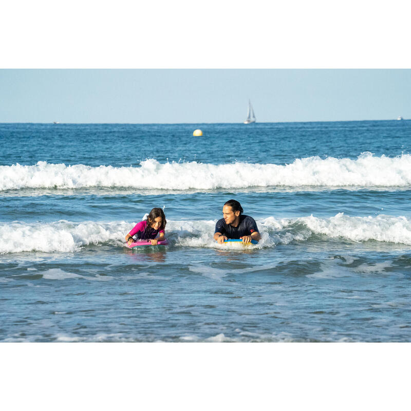 Bodyboard voor kinderen 100 roze blauw met pols leash