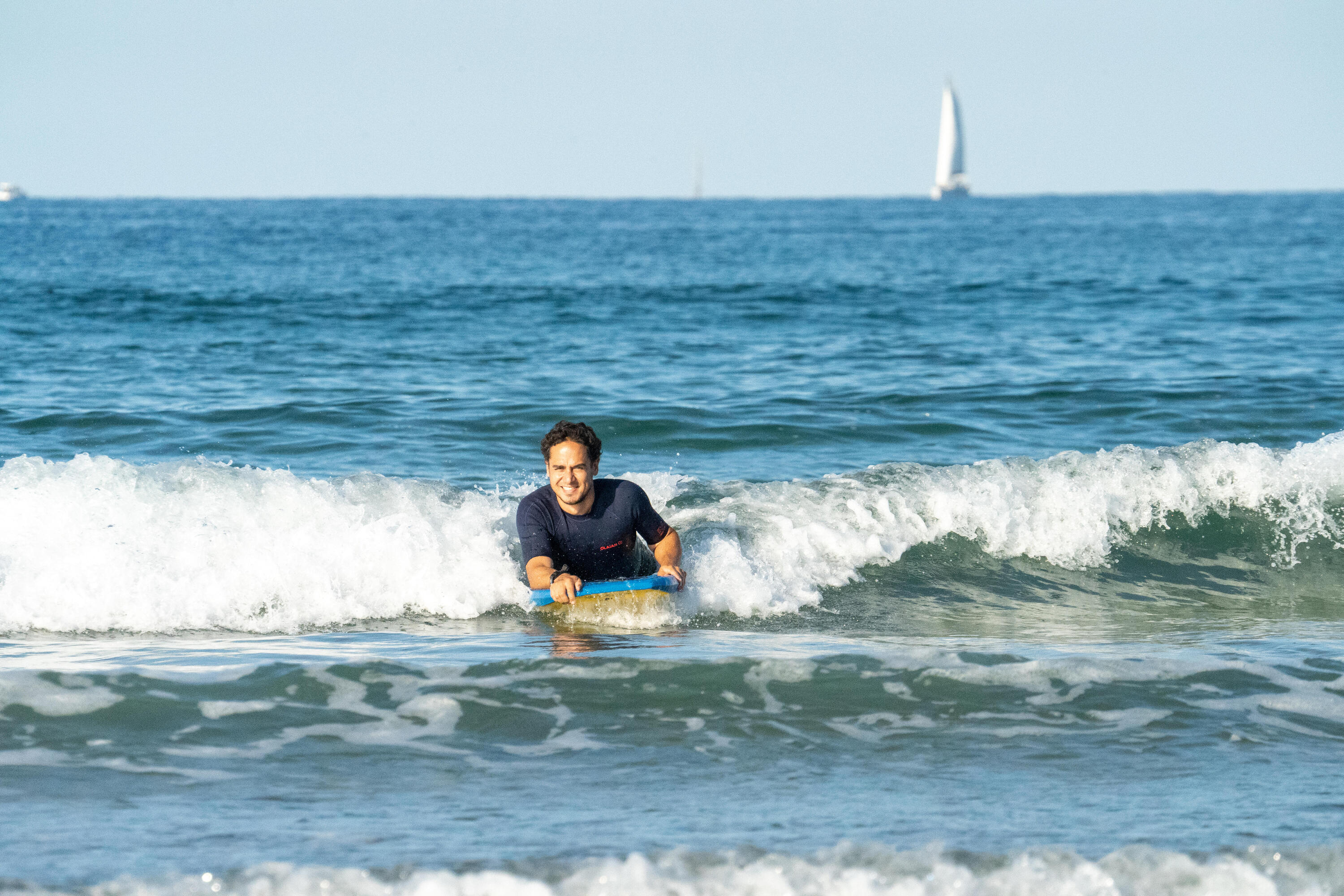 Bodyboard avec laisse au poignet - 100 bleu/jaune 7/7